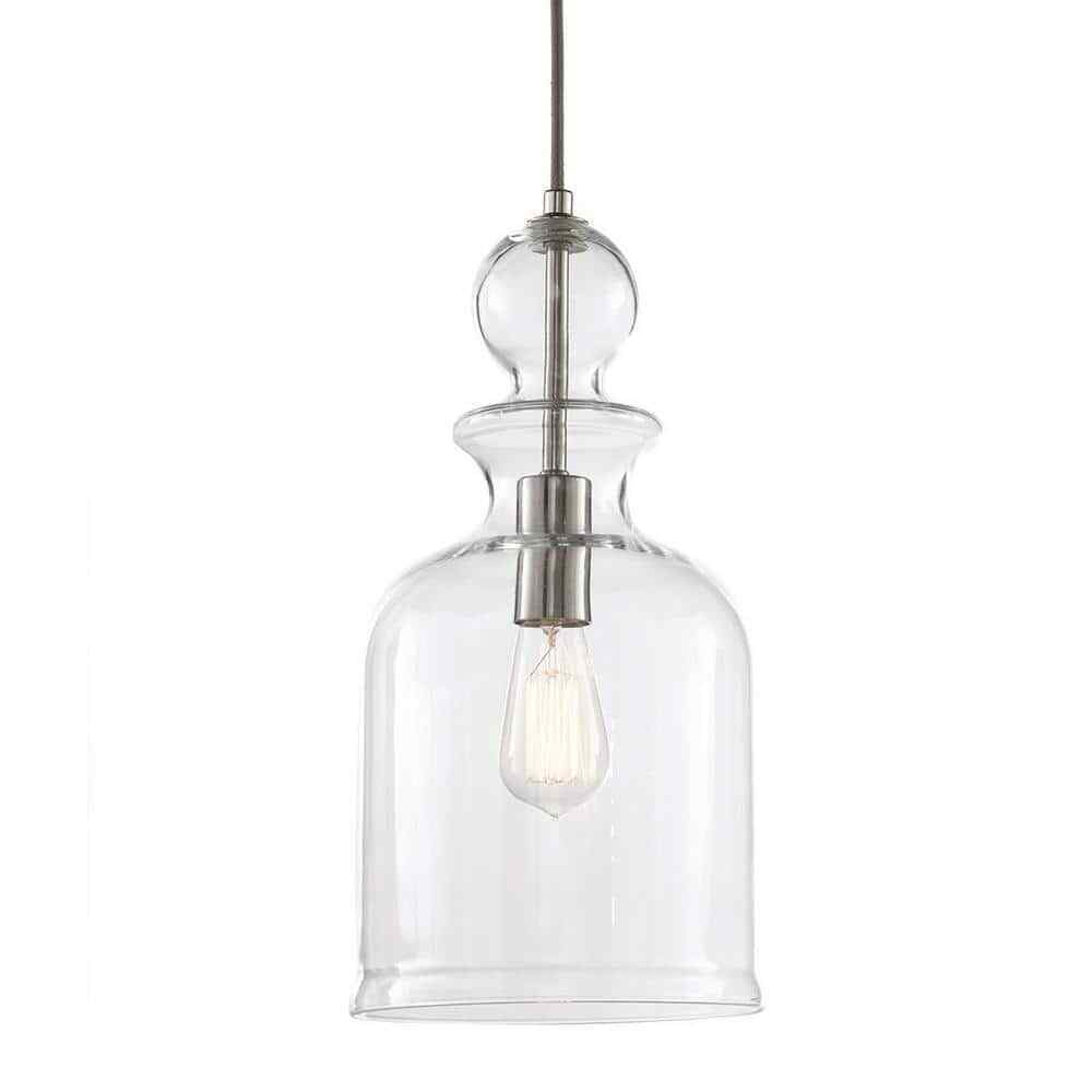 Home Decorators Collection 8.38 in. 1-Light Brushed Nickel Pendant