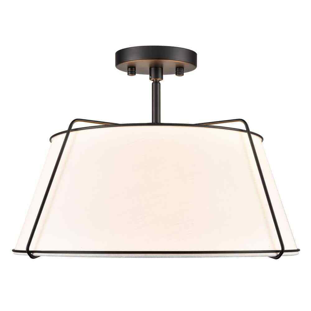 Light Society Lise 2-Light Black/White Pendant with Fabric Shade LS-C556-BLK