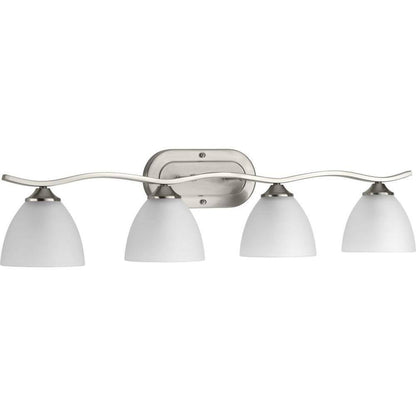 Progress Lighting Laird 4-Light Brushed Nickel Etched Glass Vanity Light