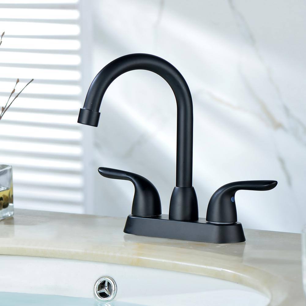 LORDEAR Double Holes 2-Handles Vessel Bathroom Faucet Matte Black Lavatory