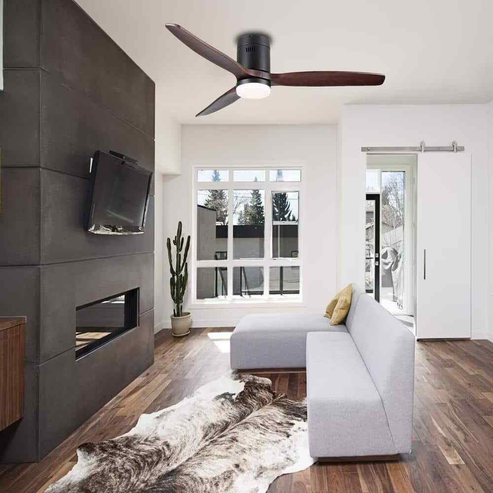 PUDO 52 in 1-LIght Black Integrated LED Indoor Ceiling Fan Lighting w/ Remote