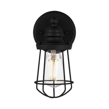 Hampton Bay Southbourne 1-Light Matte Black Wall Sconce w/ Open Steel Cage Frame