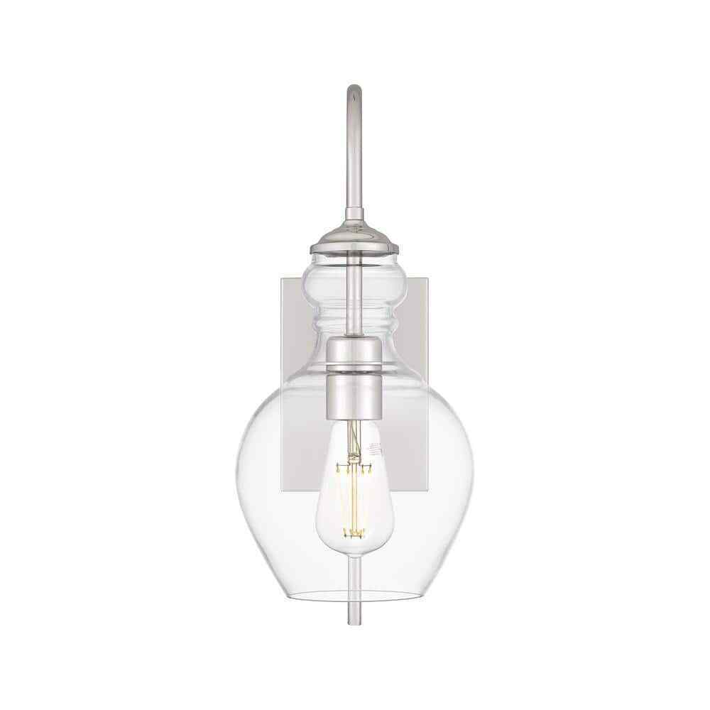 Home Decorators Bakerston 1-Light Polished Nickel Wall Sconce