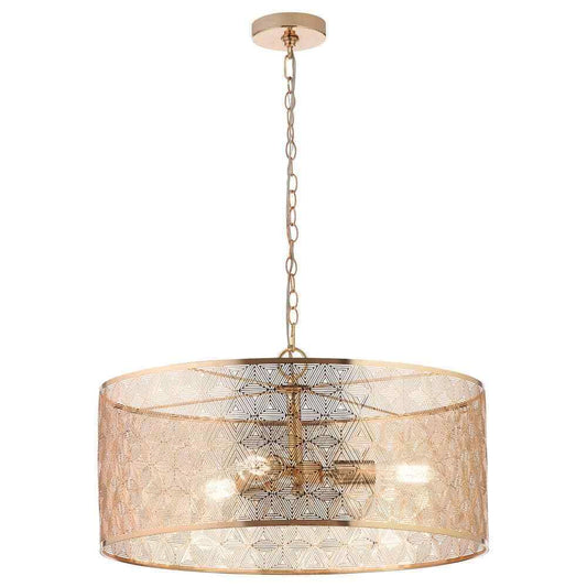 River of Goods Juliet 3-Light Gold Metal Drum-Shade Hanging Chandelier 20299