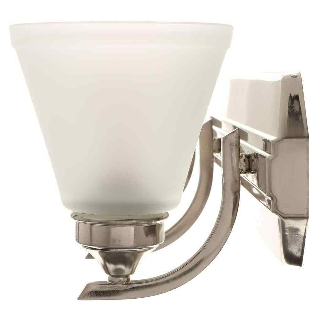 Hampton Bay Tavish 30 in. Brushed Bathroom Vanity Light w/ Frosted Glass Shade