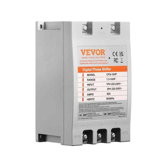 VEVOR 3 Phase Converter 10HP 30 Amp 220-Volt 1 Phase to 3 Phase Shifter