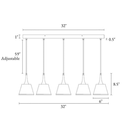 LNC Idaikos Modern 5-Light Black and White Island Chandelier