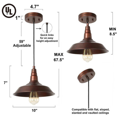 LNC 1-Light Bronze Rustic Industrial Chandelier Barn Light Pendant Ceiling Light