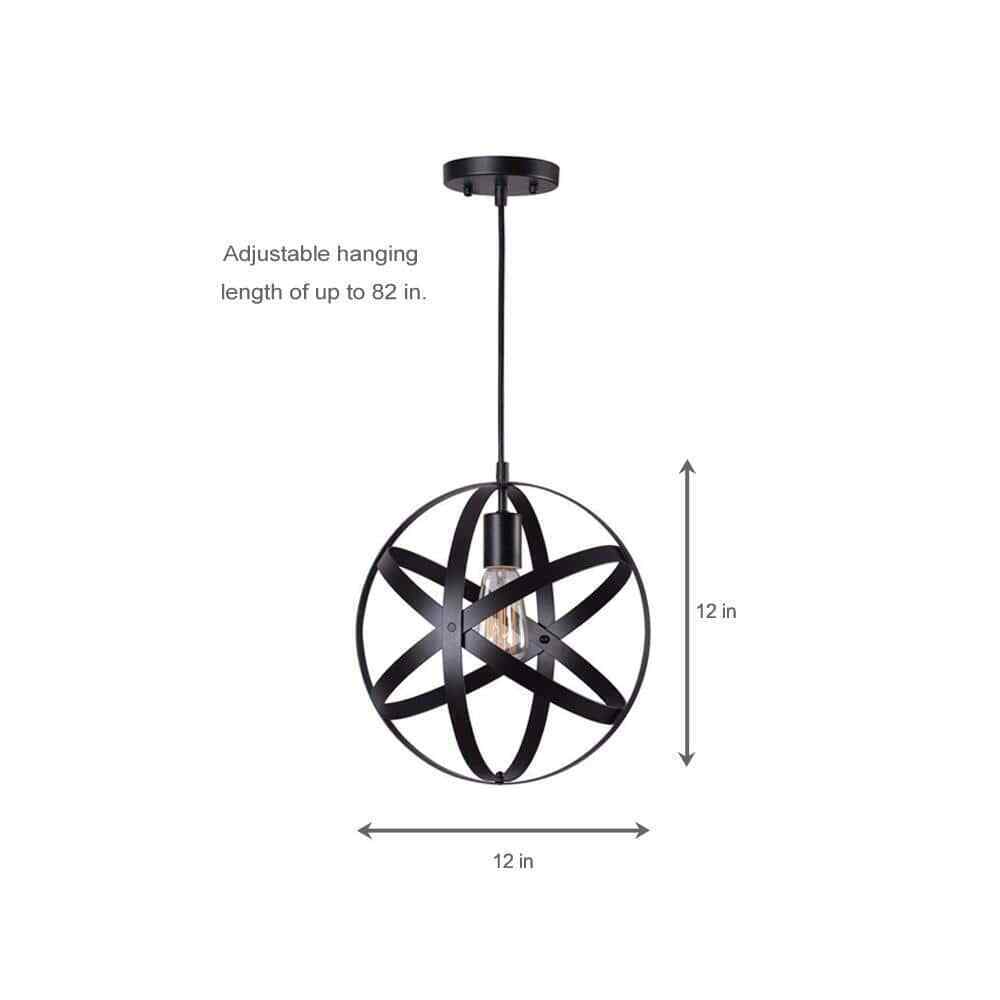 Home Decorators Orbit 1-Light Black Mini Pendant with Black Metal Strap Design