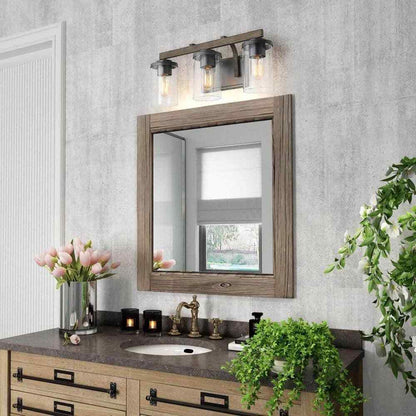LNC Weyland Farmhouse 20 in. 3-Light Rust Black Bathroom Bar Vanity Light