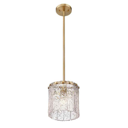 Glacier 1-Light Modern Gold Pendant-Light with Glass Shade