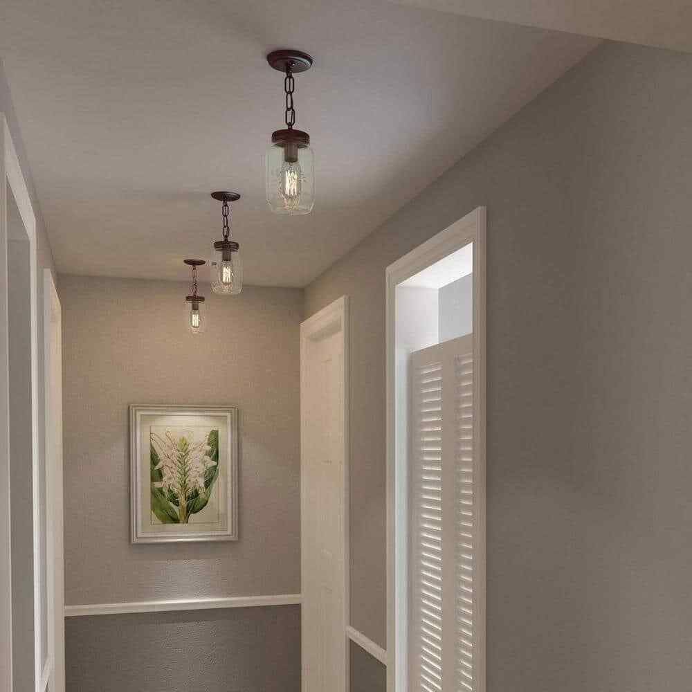 LNC Modern Farmhouse Bronze Semi-Flush Light w/ Mason Jar Glass Shade