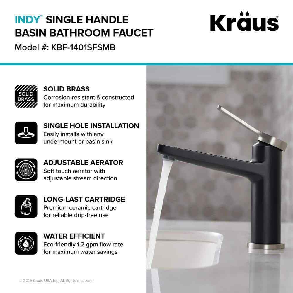 KRAUS Indy Single Hole Single-Handle Basin Bathroom Faucet