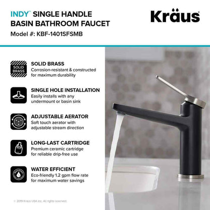 KRAUS Indy Single Hole Single-Handle Basin Bathroom Faucet