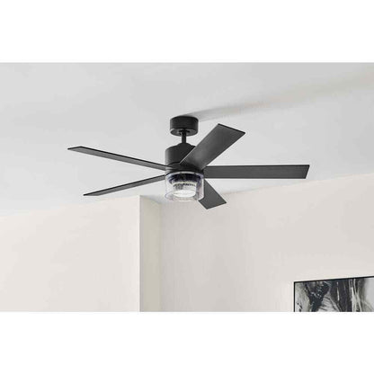 Hampton Bay Crysalis 52 in. Integrated CCT LED Indoor Matte Black Ceiling Fan