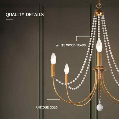 Uolfin Modern Dining Room 5-Light Brushed Gold Candlestick Chandelier