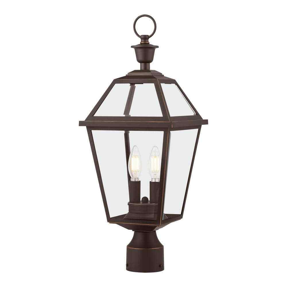 Home Decorators Glenneyre 8-5/8 in. W 2-Light Oil-Rubbed Bronze Outdoor Post