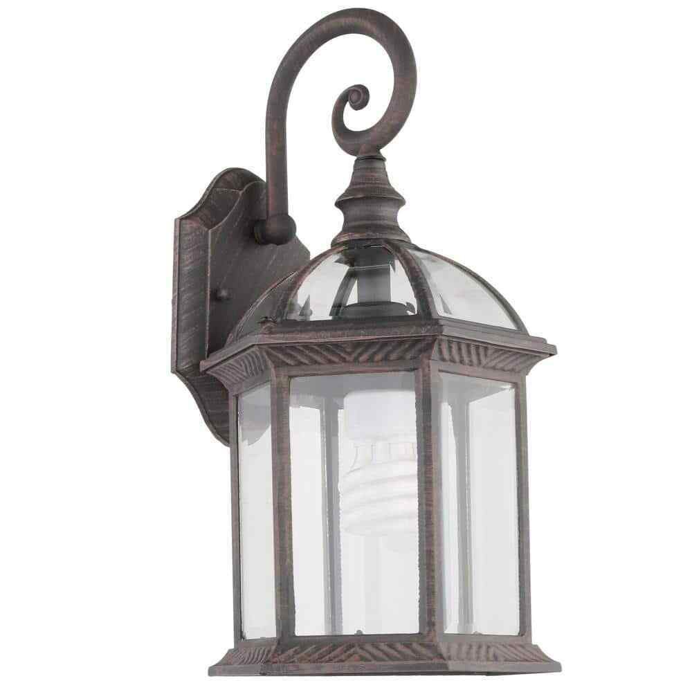 Hampton Bay Wickford Weathered Bronze Wall Light Fixture w/ Clear Glass (2-Pack)