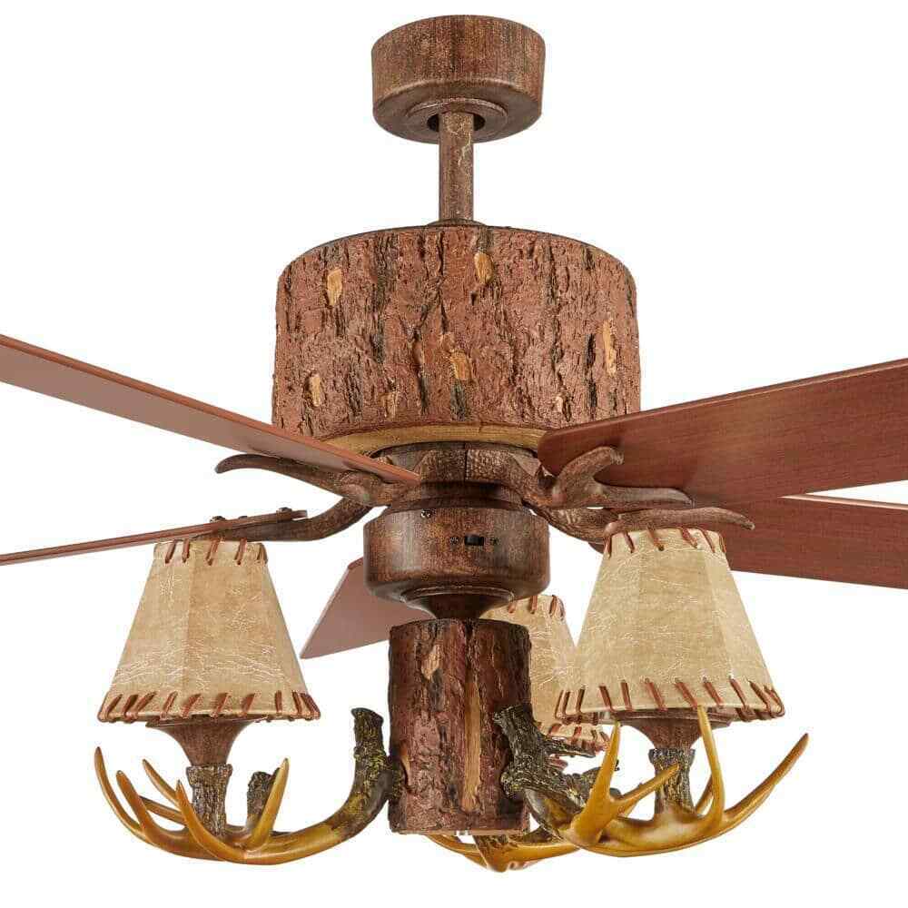 Hampton Bay Lodge 52 in. LED Nutmeg Ceiling Fan with Light and Remote Control
