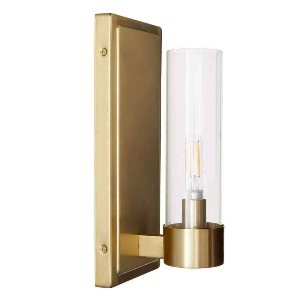 Home Decorators Closmere 5 in. 1-Light Brushed Gold Wall Mount Sconce Light