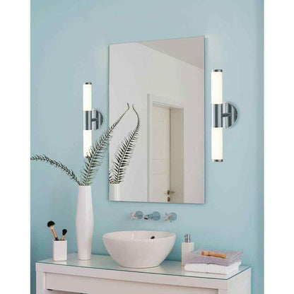 Eglo Palmera Chrome LED Bathroom Vanity Light with Etched Glass Shades