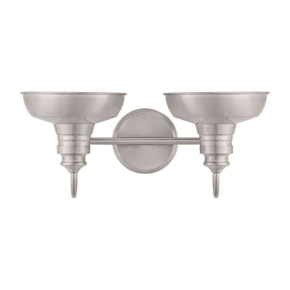 Hampton Bay Elmcroft 18.25 in. 2-Light Brushed Nickel Vanity w/ Metal Shades
