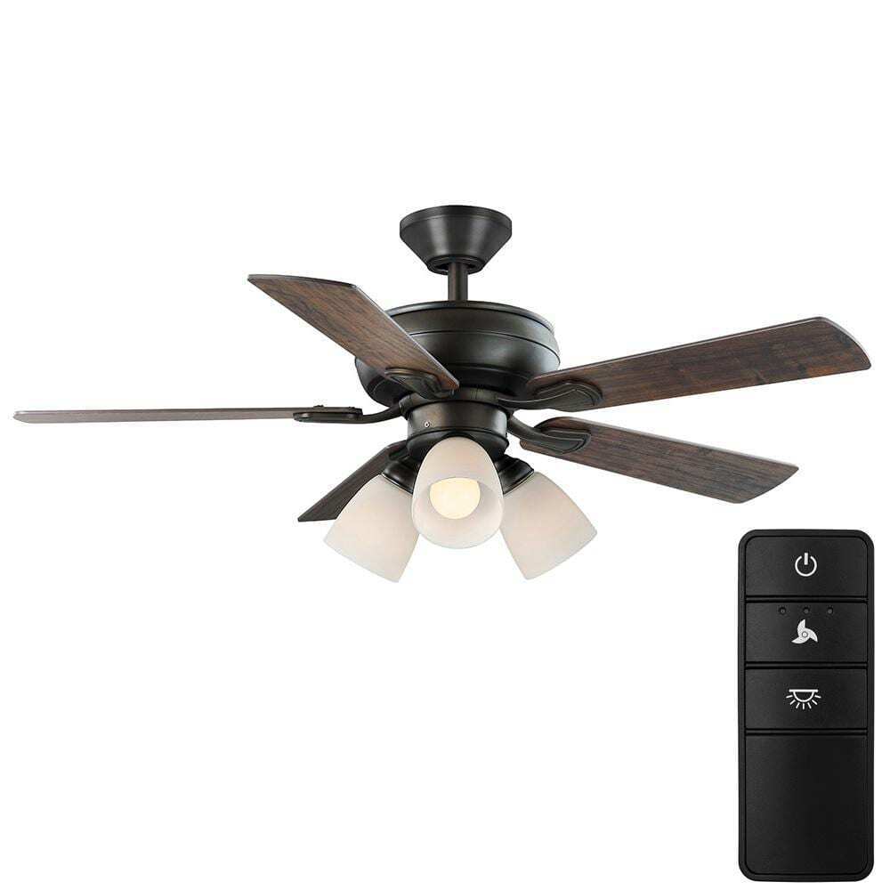 Hampton Bay Riley 44 in. Indoor LED Bronze Ceiling Fan w/Remote + Light Kit
