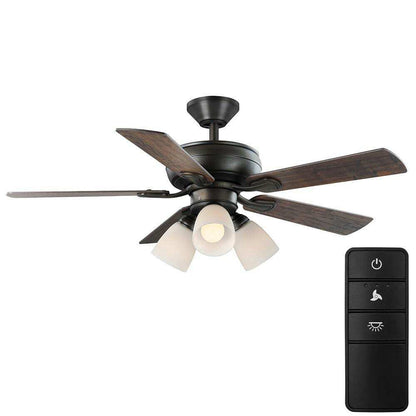 Hampton Bay Riley 44 in. Indoor LED Bronze Ceiling Fan w/Remote + Light Kit