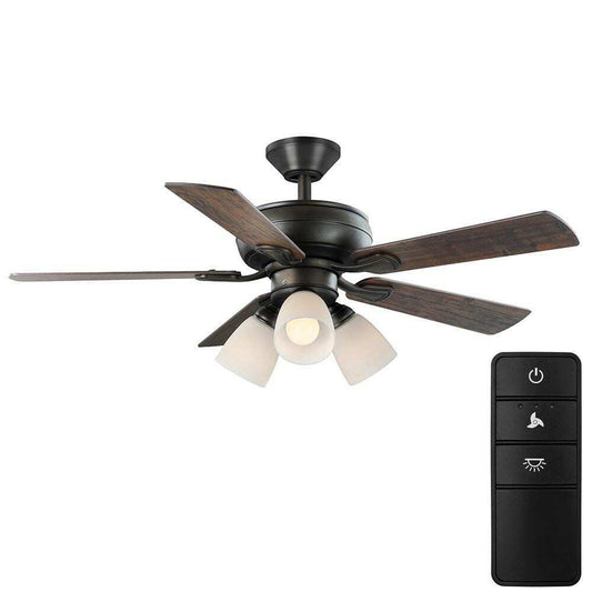 Hampton Bay Riley 44 in. Indoor LED Bronze Ceiling Fan w/Remote + Light Kit