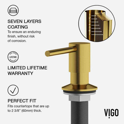 VIGO Bolton Kitchen Soap Dispenser in Matte Brushed Gold VGSD005MG