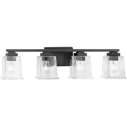 Progress Lighting Gilmour 27.875 in. 4-Light Matte Black Craftsman Vanity Light
