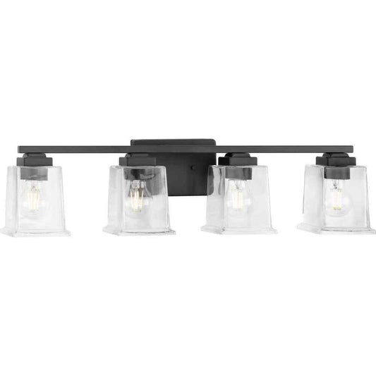 Progress Lighting Gilmour 27.875 in. 4-Light Matte Black Craftsman Vanity Light
