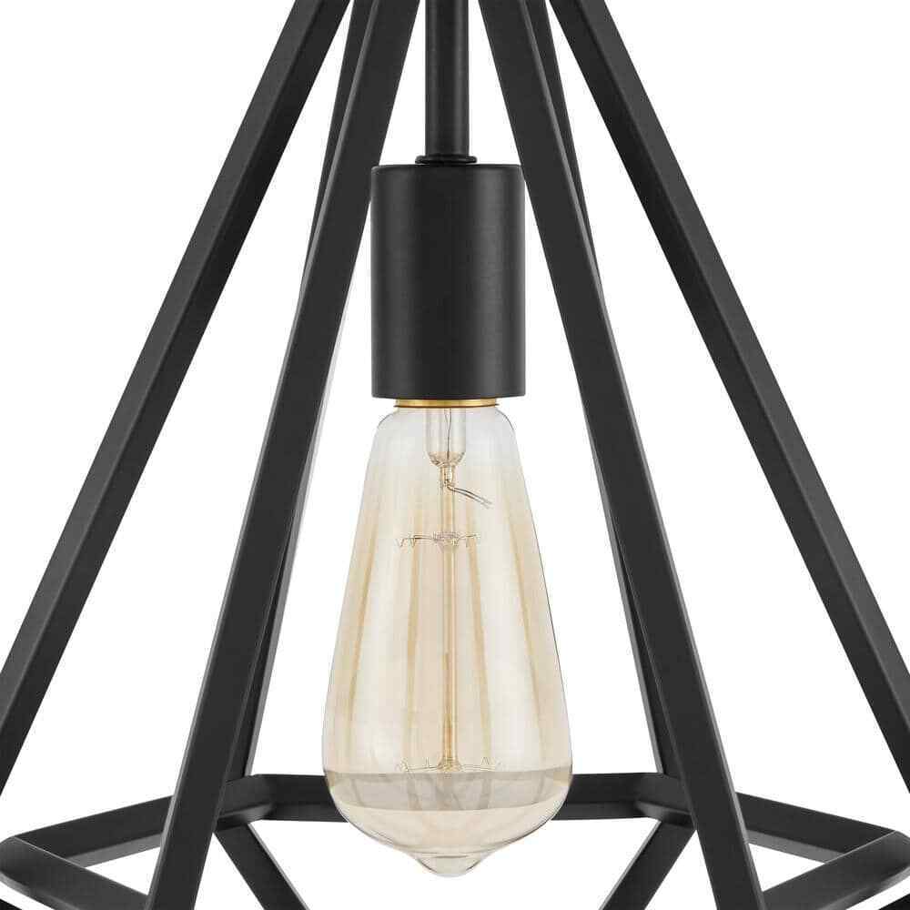 Home Decorators Hubley 1-Light Triangular Black Mini Pendant Light Fixture