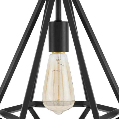 Home Decorators Hubley 1-Light Triangular Black Mini Pendant Light Fixture