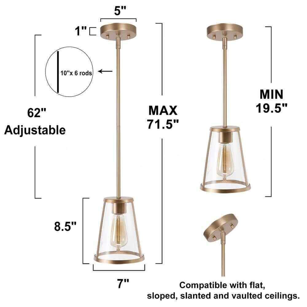 LNC 1-Light Gold Modern Pendant Lighting Contemporary Hanging Light Fixture