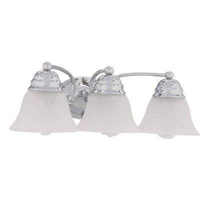 SATCO 3-Light Polished Chrome Vanity Light with Alabaster Glass Bell Shades