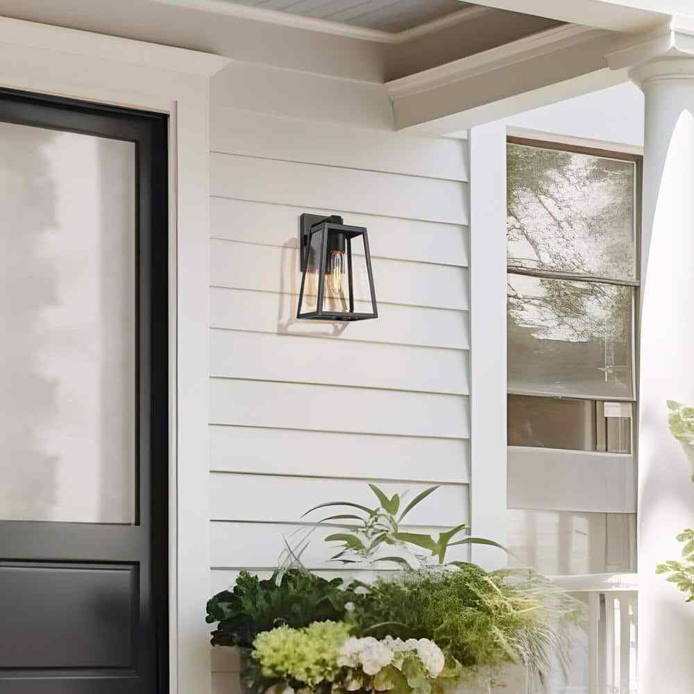 LNC Black Outdoor Sconce Clear Glass Shade Weather Resistant Wall Light
