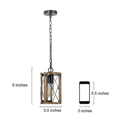 LNC Gina 1-Light Modern Farmhouse Gray Drum Cage Island Bar Mini Pendant