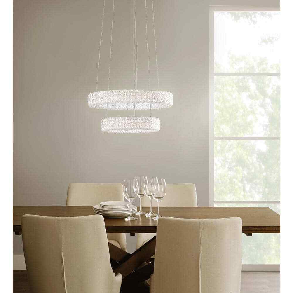 Home Decorators Wesley Park 150-Watt Integrated LED Chrome Pendant Hanging Light