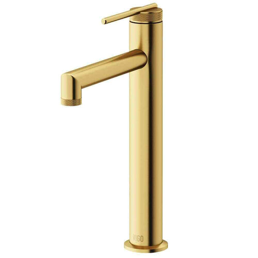 VIGO Sterling Single-Hole Bathroom Vessel Faucet in Matte Brushed Gold