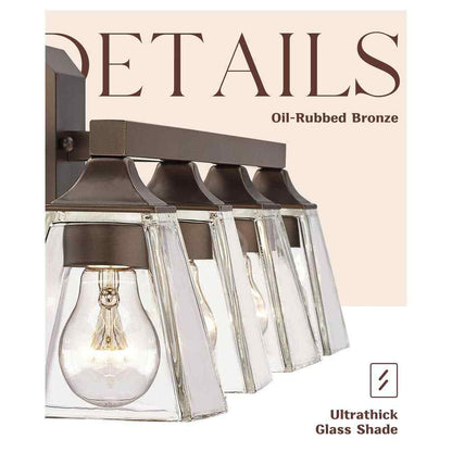 JAZAVA Industrial 29.5 in. 4-Light Oil Rubbed Bronze Vanity Light Over Mirror