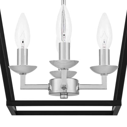 Home Decorators Weyburn 16.5 in. 4-Light Black/Chrome Lantern Semi-Flush Mount