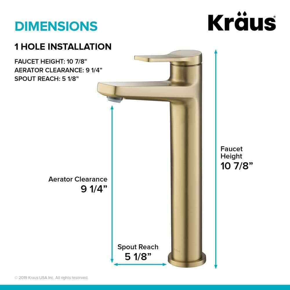 KRAUS Indy Single Handle Vessel Sink Faucet in Brushed Gold KVF-1400BG