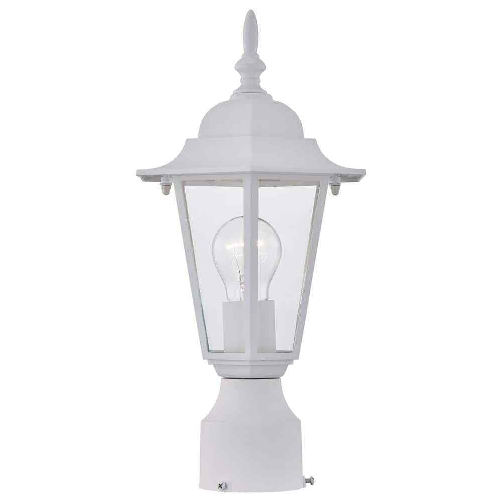 Pia Ricco 1-Light Textured White Outdoor Post Light with Clear Glass