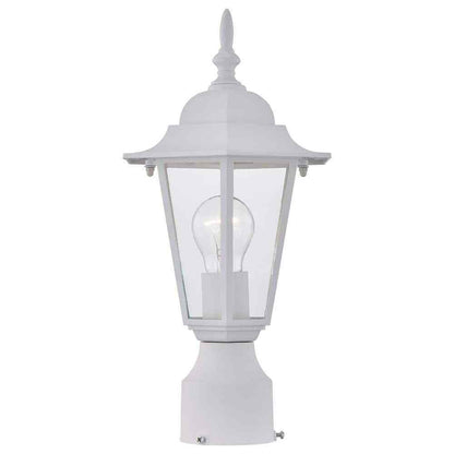 Pia Ricco 1-Light Textured White Outdoor Post Light with Clear Glass