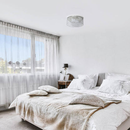 12 in. 2-Light Chrome Round Glam Flush Mount
