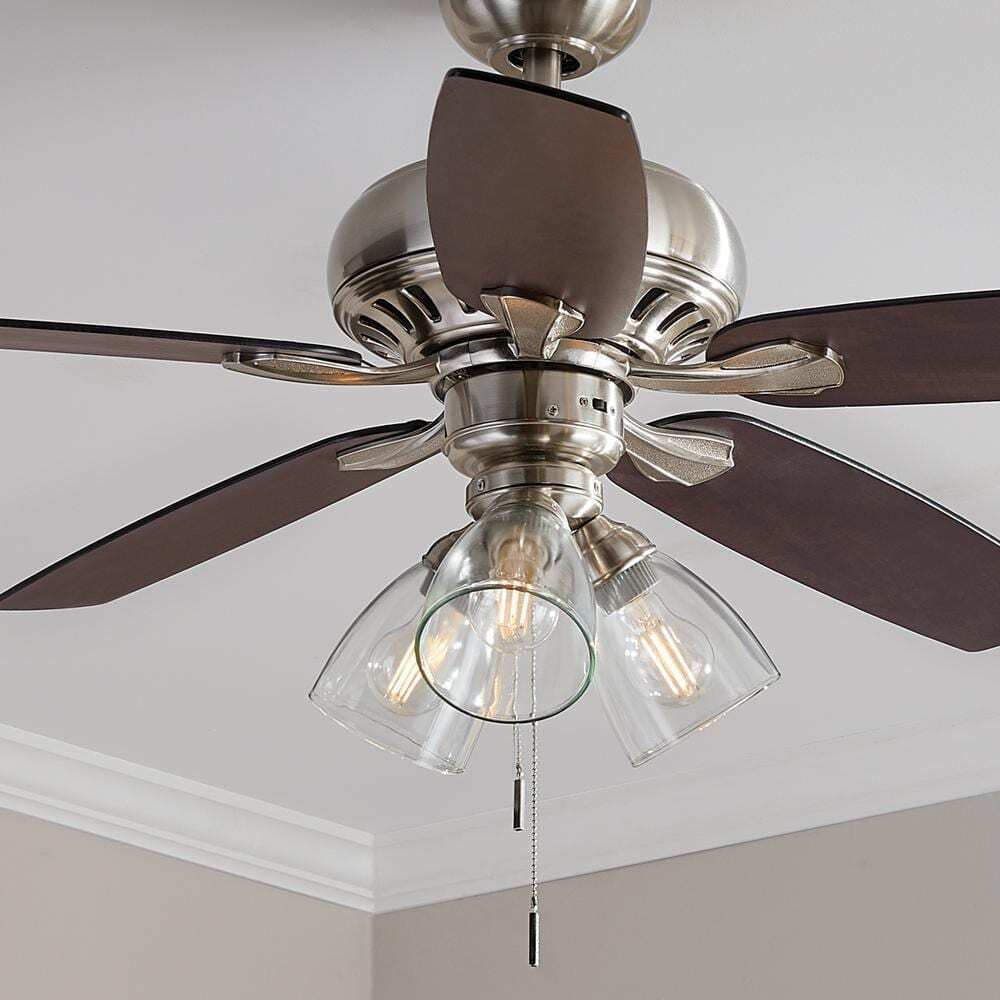 Hampton Bay Rockport Universal 3-Light Brushed Nickel Ceiling Fan LED Light Kit