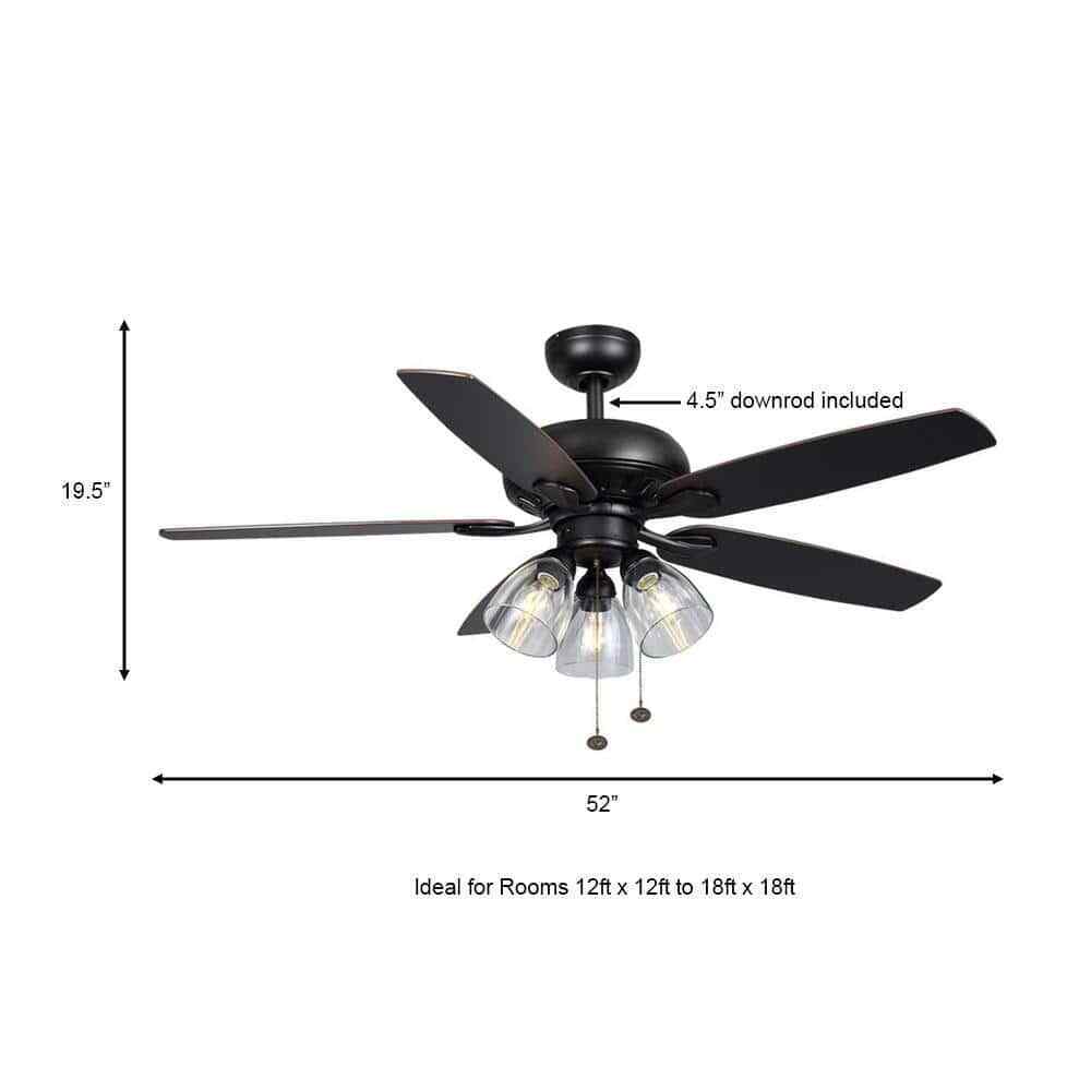 Hampton Bay Rockport 52 in. LED Matte Black Ceiling Fan 91854