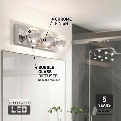 Artika Oracle 20 in. 3 Light Chrome Modern Integrated LED 5 CCT Vanity Light Bar
