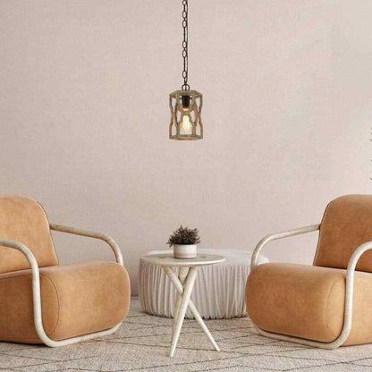 LNC Rustic 1-Light Antique Brown Farmhouse Wood Chandelier Pendant Light